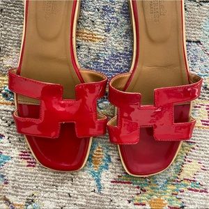 H Red Patent Leather Sandal